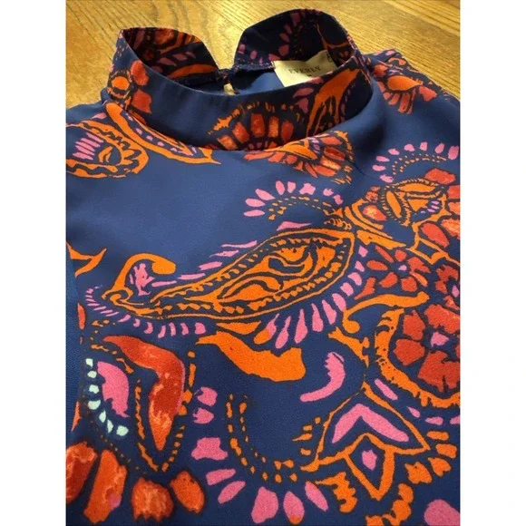 Everly Halter Shift Dress Paisley Blue Women's Size‎ Small USA - Picture 2 of 6